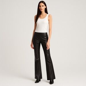 KaufmanFranco Lambskin Bootcut Pants Black Wool‎ Stretch US Sz 4